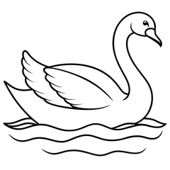 Swan on Serene Lake  Art art vector illustration