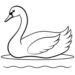 Swan on Serene Lake  Art art vector illustration