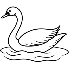 Swan on Serene Lake  Art art vector illustration