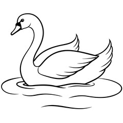 Swan on Serene Lake  Art art vector illustration
