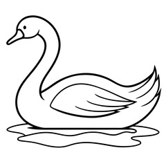 Swan on Serene Lake  Art art vector illustration