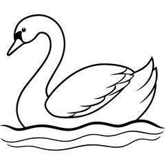 Swan on Serene Lake  Art art vector illustration