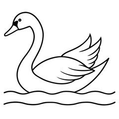 Swan on Serene Lake  Art art vector illustration