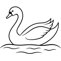 Swan on Serene Lake  Art art vector illustration
