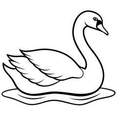 Swan on Serene Lake  Art art vector illustration