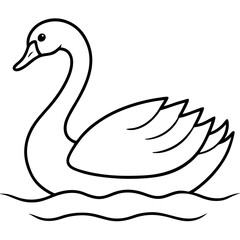 Swan on Serene Lake  Art art vector illustration