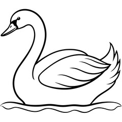 Swan on Serene Lake  Art art vector illustration