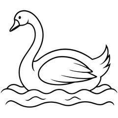 Swan on Serene Lake  Art art vector illustration