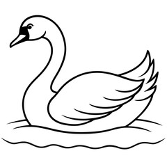 Obraz premium Swan on Serene Lake Art art vector illustration