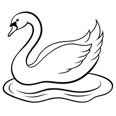 Swan on Serene Lake  Art art vector illustration