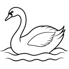 Swan on Serene Lake  Art art vector illustration
