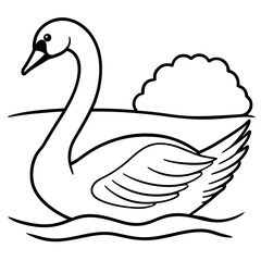 Swan on Serene Lake  Art art vector illustration