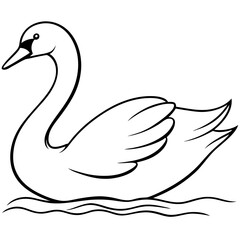 Swan on Serene Lake  Art art vector illustration