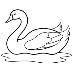 Swan on Serene Lake  Art art vector illustration