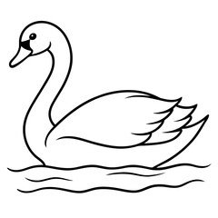 Swan on Serene Lake  Art art vector illustration