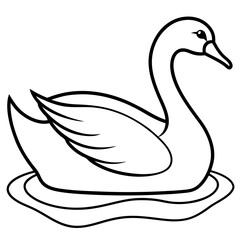 Swan on Serene Lake  Art art vector illustration