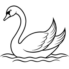 Swan on Serene Lake  Art art vector illustration