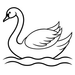 Swan on Serene Lake  Art art vector illustration
