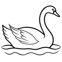Swan on Serene Lake  Art art vector illustration