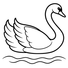 Swan on Serene Lake  Art art vector illustration