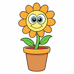 Floral Face in a Pot Vector Art