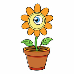 Floral Face in a Pot Vector Art