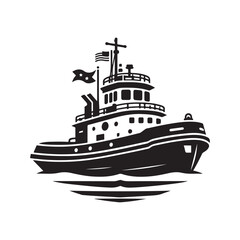 Tugboat Silhouette Vector Illustrations – Perfect for Maritime Designs