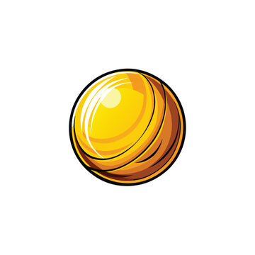 recommend clip art: A detailed rendering of a yellow rubber ball with a black outline and white highlights.