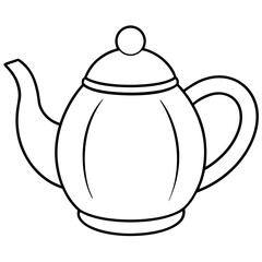 Simple Teapot Coloring Page for Kids – Thick Line Art, Black & White Art art vector illustration