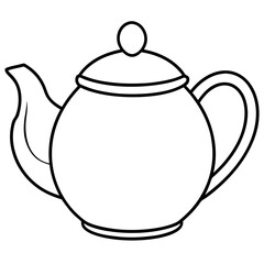 Simple Teapot Coloring Page for Kids – Thick Line Art, Black & White Art art vector illustration