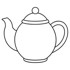 Simple Teapot Coloring Page for Kids – Thick Line Art, Black & White Art art vector illustration