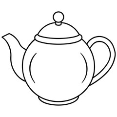 Simple Teapot Coloring Page for Kids – Thick Line Art, Black & White Art art vector illustration