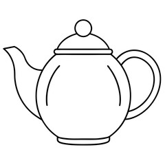 Simple Teapot Coloring Page for Kids – Thick Line Art, Black & White Art art vector illustration