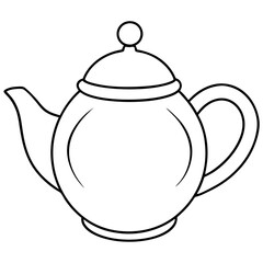 Simple Teapot Coloring Page for Kids – Thick Line Art, Black & White Art art vector illustration