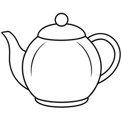 Simple Teapot Coloring Page for Kids – Thick Line Art, Black & White Art art vector illustration