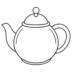 Simple Teapot Coloring Page for Kids – Thick Line Art, Black & White Art art vector illustration