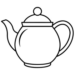Simple Teapot Coloring Page for Kids – Thick Line Art, Black & White Art art vector illustration