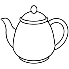 Simple Teapot Coloring Page for Kids – Thick Line Art, Black & White Art art vector illustration