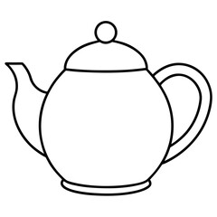 Simple Teapot Coloring Page for Kids – Thick Line Art, Black & White Art art vector illustration