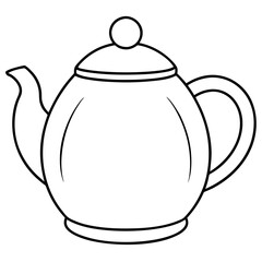 Simple Teapot Coloring Page for Kids – Thick Line Art, Black & White Art art vector illustration