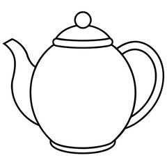 Simple Teapot Coloring Page for Kids – Thick Line Art, Black & White Art art vector illustration