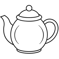 Simple Teapot Coloring Page for Kids – Thick Line Art, Black & White Art art vector illustration