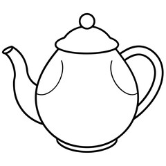 Simple Teapot Coloring Page for Kids – Thick Line Art, Black & White Art art vector illustration
