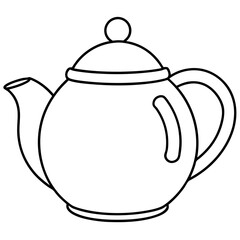 Simple Teapot Coloring Page for Kids – Thick Line Art, Black & White Art art vector illustration