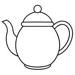 Simple Teapot Coloring Page for Kids – Thick Line Art, Black & White Art art vector illustration