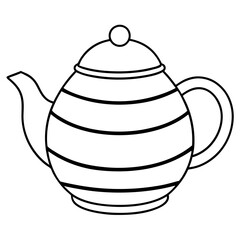 Simple Teapot Coloring Page for Kids – Thick Line Art, Black & White Art art vector illustration