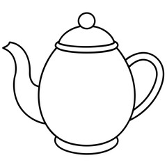 Simple Teapot Coloring Page for Kids – Thick Line Art, Black & White Art art vector illustration