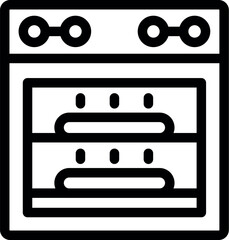 Simple icon of a conventional oven baking two breads, ideal for websites and apps
