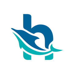 Naklejka premium a logo combination of dolphins with letters, initials, numbers or alphabets with a blue base color for business purpose and other
