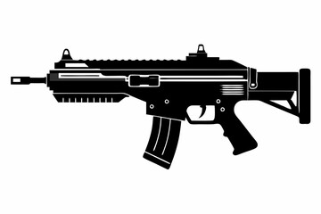 Latest Gun silhouette vector illustration, powerful weapons